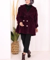Düğmeli Kaban 70059 Mor
