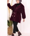 Düğmeli Kaban 70059 Mor