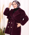 Düğmeli Kaban 70059 Mor