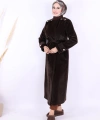 Düğmeli Uzun Kaban 70033 Koyu Kahve