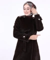 Düğmeli Uzun Kaban 70033 Koyu Kahve