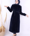 Düğmeli Uzun Kaban 70033 Lacivert