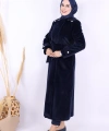 Düğmeli Uzun Kaban 70033 Lacivert
