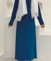 Düz Bisklet Yaka Uzun Kol İç Sandy Elbise 3202 İndigo