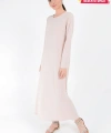 Düz Bisklet Yaka Uzun Kol İç Sandy Elbise 3202 Taş