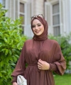 Elbiseli Abaya Takım ŞAL HEDİYE  3883 Kahverengi