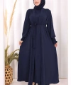 Elbiseli Abaya Takım ŞAL HEDİYE  3883 Lacivert