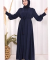 Elbiseli Abaya Takım ŞAL HEDİYE  3883 Lacivert