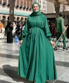 Elbiseli Abaya Takım ŞAL HEDİYE  3883 Zümrüt