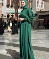 Elbiseli Abaya Takım ŞAL HEDİYE  3883 Zümrüt