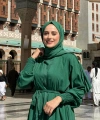 Elbiseli Abaya Takım ŞAL HEDİYE  3883 Zümrüt