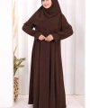 Eşarplı Elbise 6059 Kahverengi