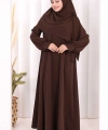 Eşarplı Elbise 6059 Kahverengi