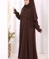 Eşarplı Elbise 6059 Kahverengi