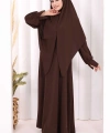Eşarplı Elbise 6059 Kahverengi