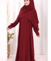 Eşarplı Elbise 6059 Mürdüm