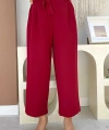 Fermuarlı Bel Bağcıklı Pantolon 0174 Bordo