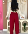 Fermuarlı Bel Bağcıklı Pantolon 0174 Bordo