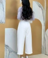 Fermuarlı Bel Bağcıklı Pantolon 0174 Ekru