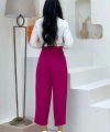 Fermuarlı Bel Bağcıklı Pantolon 0174 Fuşya