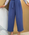 Fermuarlı Bel Bağcıklı Pantolon 0174 İndigo