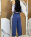 Fermuarlı Bel Bağcıklı Pantolon 0174 İndigo