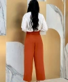 Fermuarlı Bel Bağcıklı Pantolon 0174 Kiremit