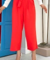 Fermuarlı Bel Bağcıklı Pantolon 0174 Kırmızı