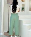 Fermuarlı Bel Bağcıklı Pantolon 0174 Mint