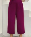 Fermuarlı Bel Bağcıklı Pantolon 0174 Mor