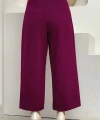 Fermuarlı Bel Bağcıklı Pantolon 0174 Mor