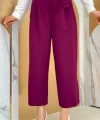 Fermuarlı Bel Bağcıklı Pantolon 0174 Mürdüm