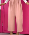 Fermuarlı Bel Bağcıklı Pantolon 0174 Pudra