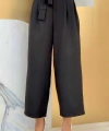 Fermuarlı Bel Bağcıklı Pantolon 0174 Siyah