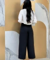 Fermuarlı Bel Bağcıklı Pantolon 0174 Siyah