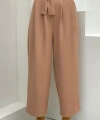 Fermuarlı Bel Bağcıklı Pantolon 0174 Taba