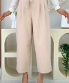 Fermuarlı Bel Bağcıklı Pantolon 0174 Taş