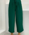 Fermuarlı Bel Bağcıklı Pantolon 0174 Zümrüt