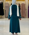 Fermuarlı Biyeli Çocuk Feracesi 6031 Zümrüt