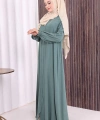 Fermuarlı Kol Manşetleri Büzgülü Mevlana Ferace 6007 Mint