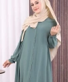 Fermuarlı Kol Manşetleri Büzgülü Mevlana Ferace 6007 Mint