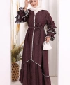Fırfır Detaylı Abaya 6078 Bordo