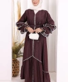 Fırfır Detaylı Abaya 6078 Bordo