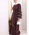 Fırfır Detaylı Abaya 6078 Bordo