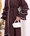 Fırfır Detaylı Abaya 6078 Bordo