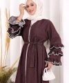 Fırfır Detaylı Abaya 6078 Bordo