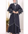 Fırfır Detaylı Abaya 6078 Lacivert