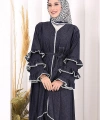 Fırfır Detaylı Abaya 6078 Lacivert