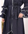 Fırfır Detaylı Abaya 6078 Lacivert