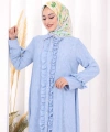 Fırfır Detaylı Elbise 6066 Mavi